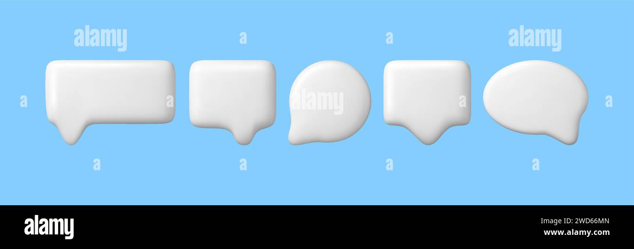 3D White Blank Speech Bubble Set Stock Vector Image & Art - Alamy