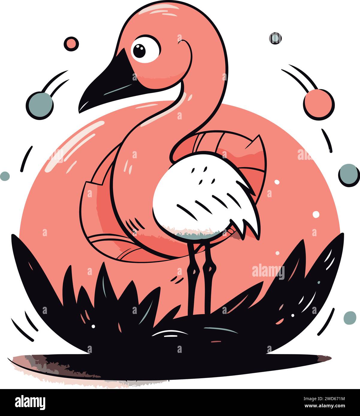 Flamingo. Hand drawn vector illustration. Isolated on white background