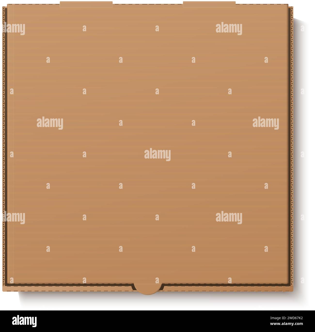 realistic vector icon illustration. Cardboard pizza box top view. Stock Vector