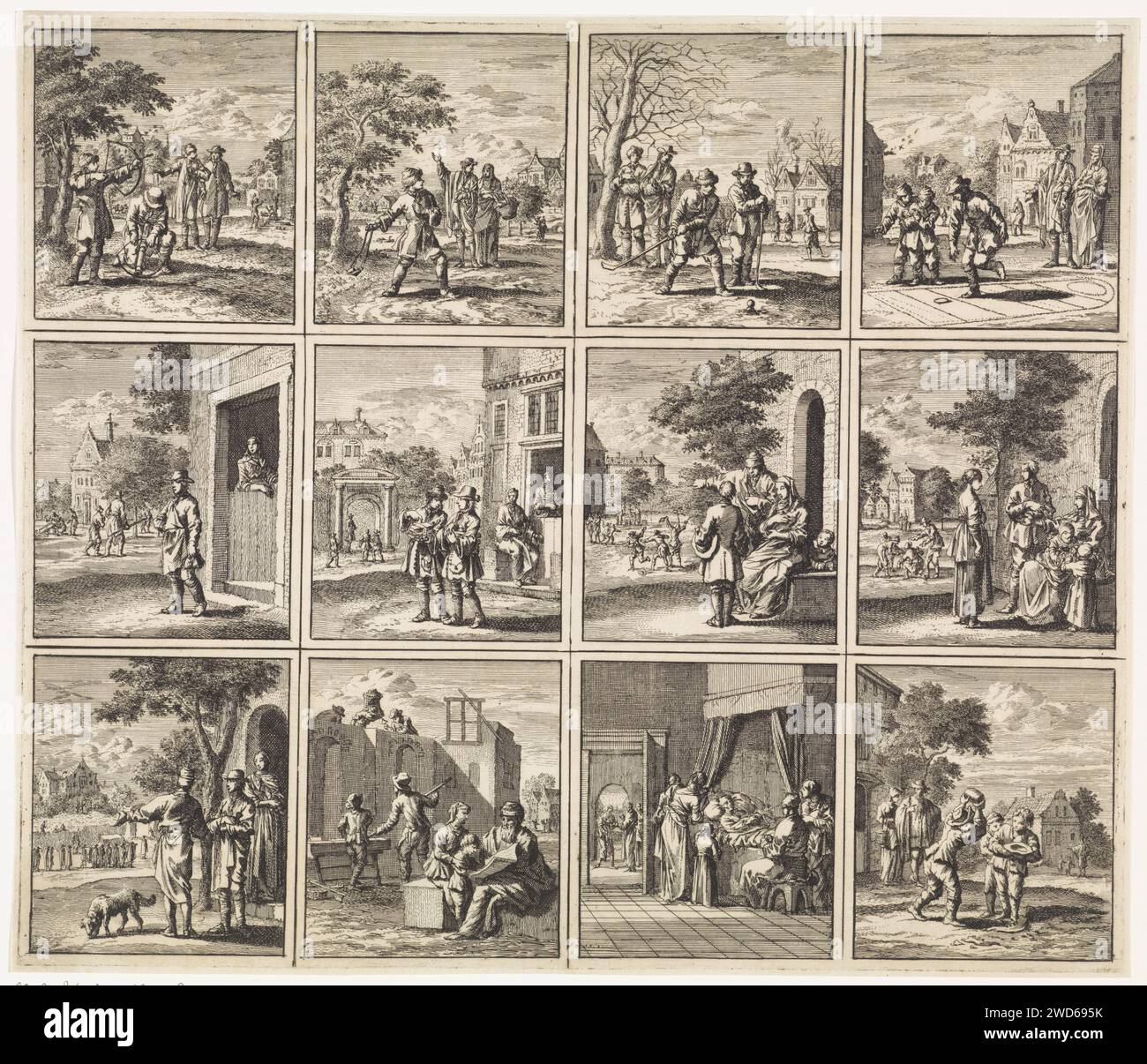 Twelve Images From Des Menschen Beginning Middle And End Jan Luyken 1712 Print Amsterdam 