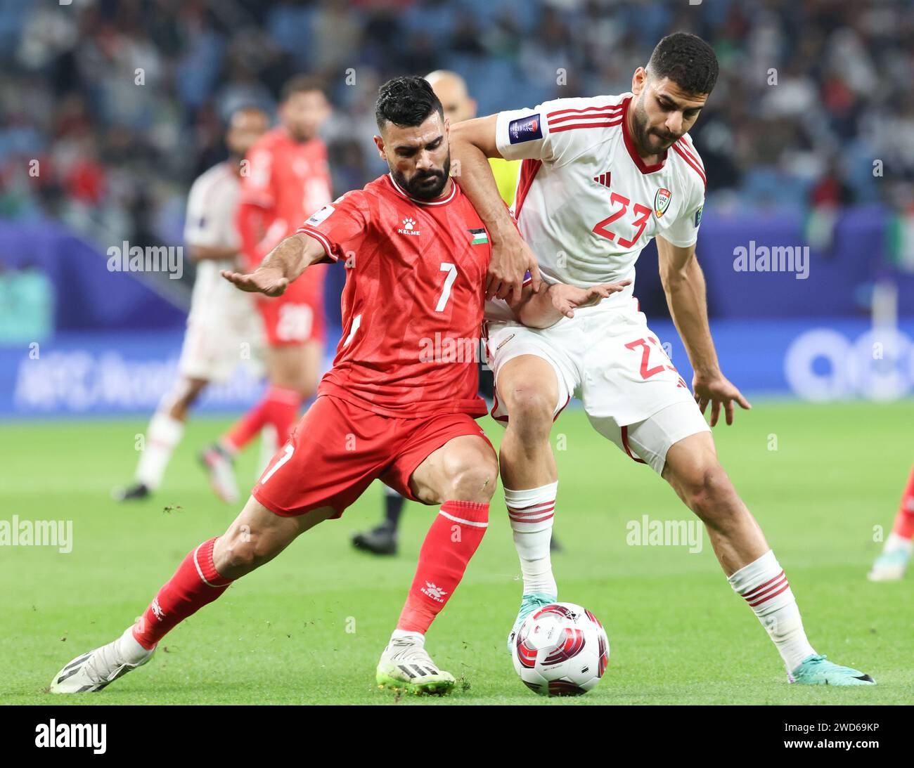 Doha, Qatar. 18th Jan, 2024. Sultan Adil (R) of United Arab Emirates ...
