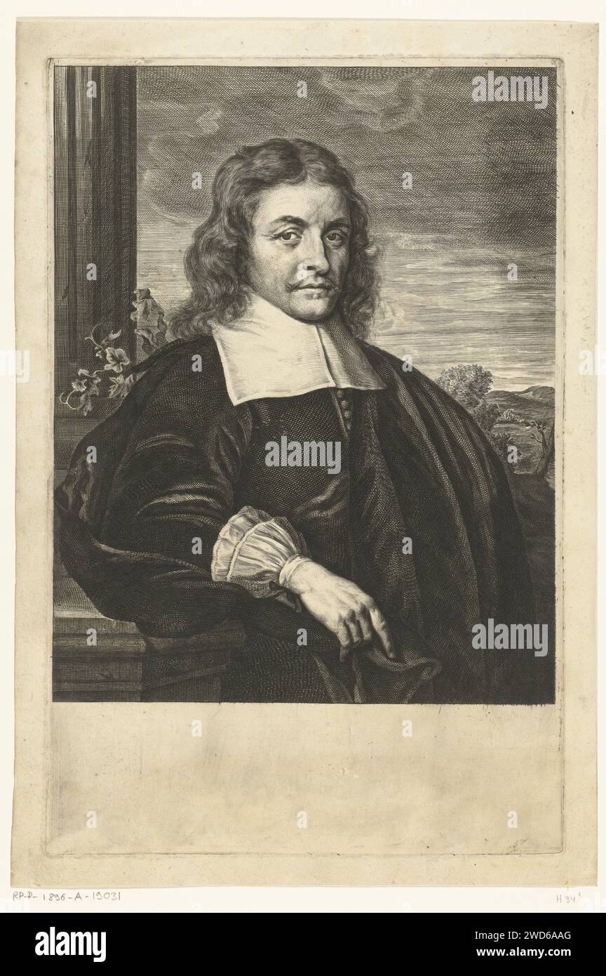Portrait of Petrus Bortius, Hendrik Bary, 1657 - 1707 print Netherlands ...