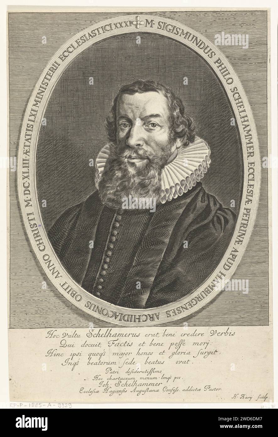 PortraT van Sigismund Philo Schelhammer, Hendrik Bary, c. 1657 - c. 1707 print Portrait of Sigismund Philo Schelhammer. With a caption in the Latin of eight lines. Netherlands paper engraving Stock Photo
