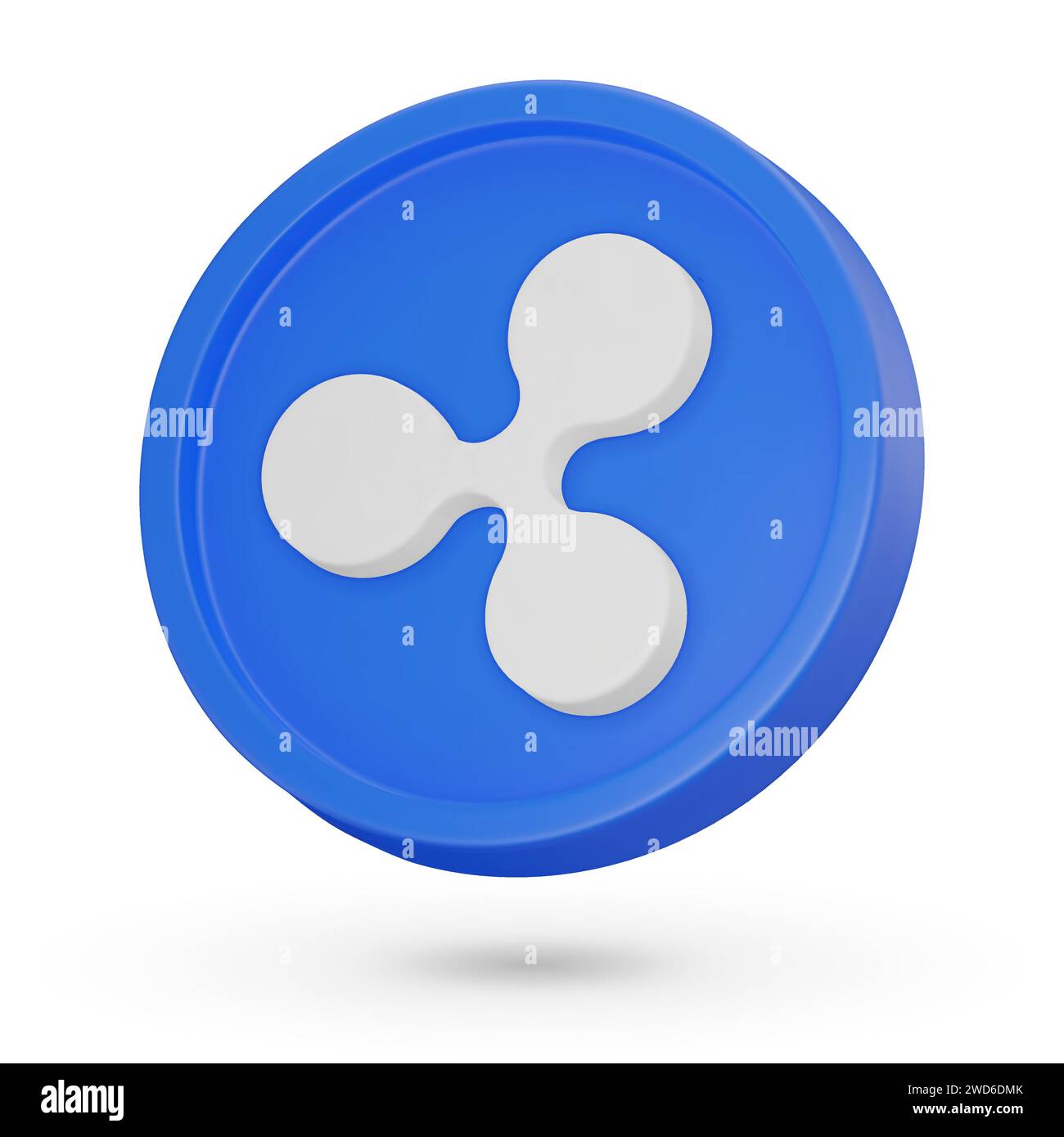 3D coin. Cryptocurrency symbol Ripple XPR. 3D Vector icon. Illustration isolated on a white background. Stock Vector