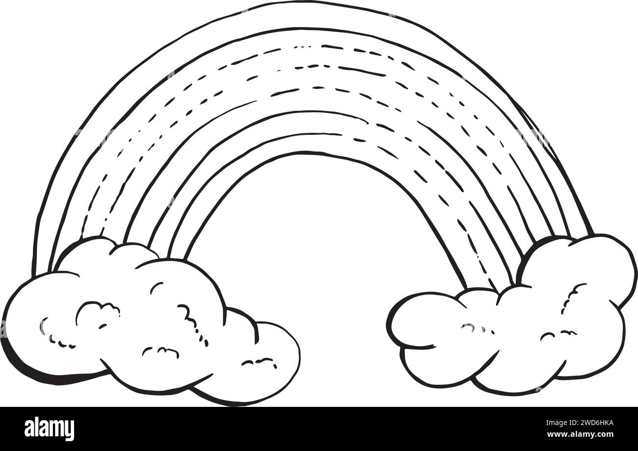 Doodle Clouds and rainbow, Hand Drawn sketch Vector Stock Vector Image ...