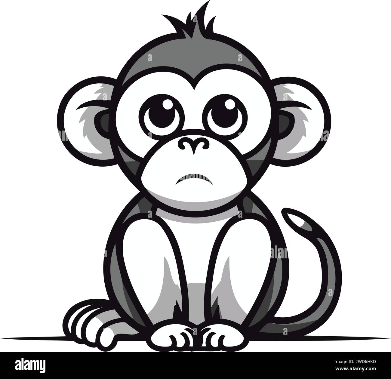 Monkey Cartoon Mascot Character Vector Illustration. Animal Emoji Stock Vector