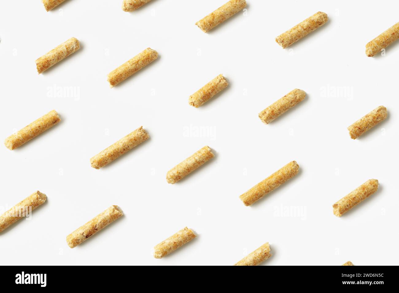 Wood pellets biofuel isolated on white background Stock Photo