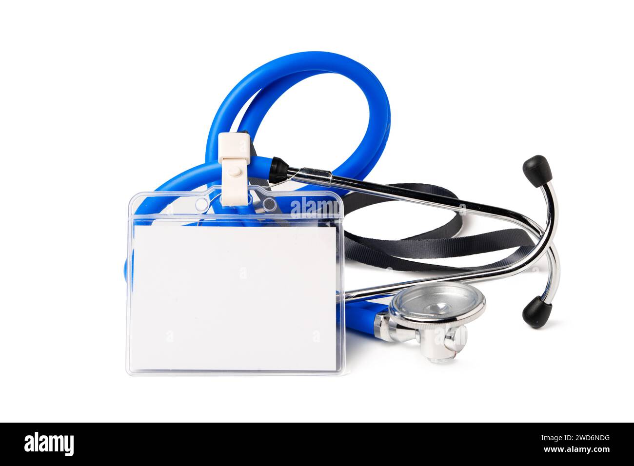 Blank badge and stethoscope on white background Stock Photo - Alamy