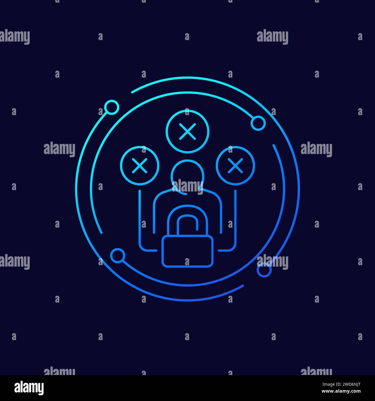 Fixed mindset icon, linear design Stock Vector