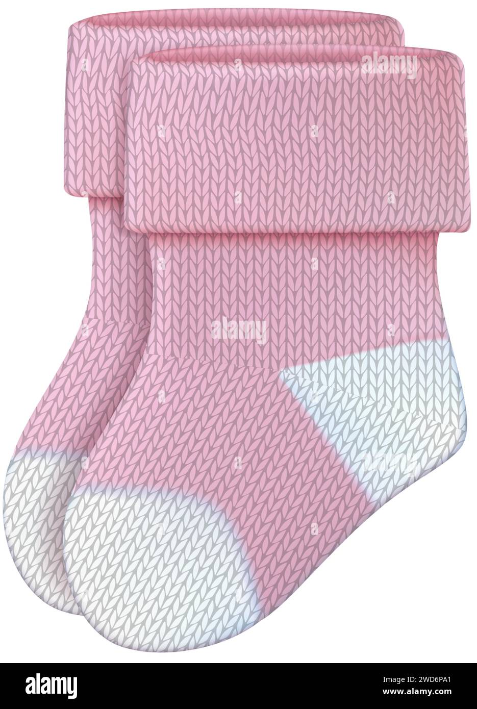 realistic vector icon illustration. Baby girl pink socks. Isolated on ...
