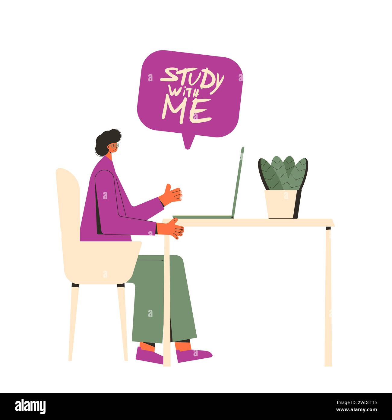 Study with me. Study buddy. Education together. Vector illustration