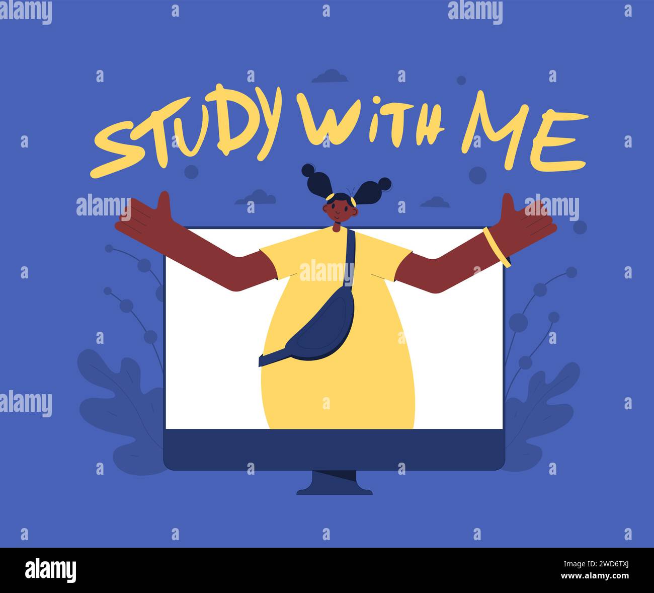 Study with me. Study buddy. Education together. Vector illustration