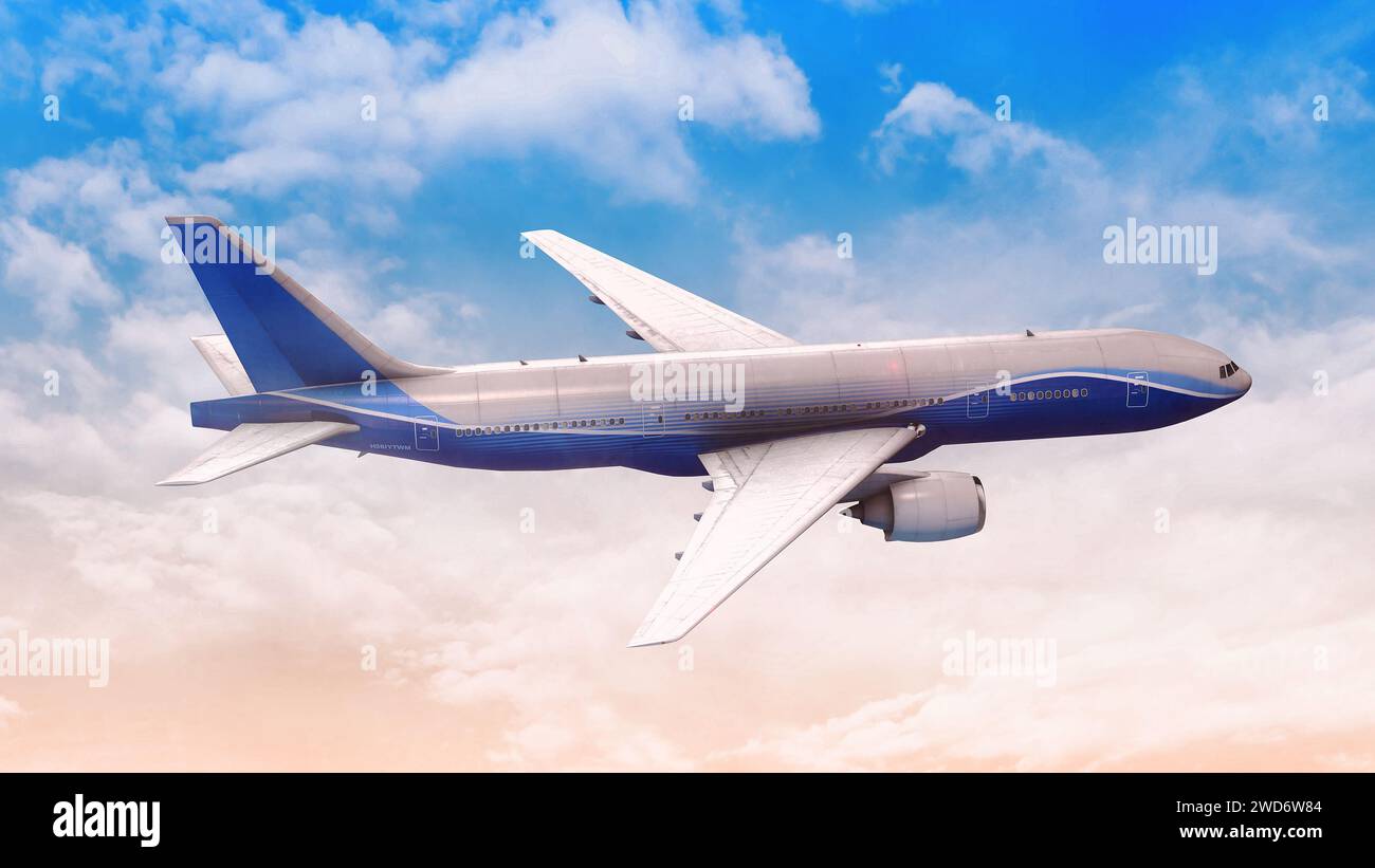 Clouds passenger plane in 3d hi-res stock photography and images - Alamy