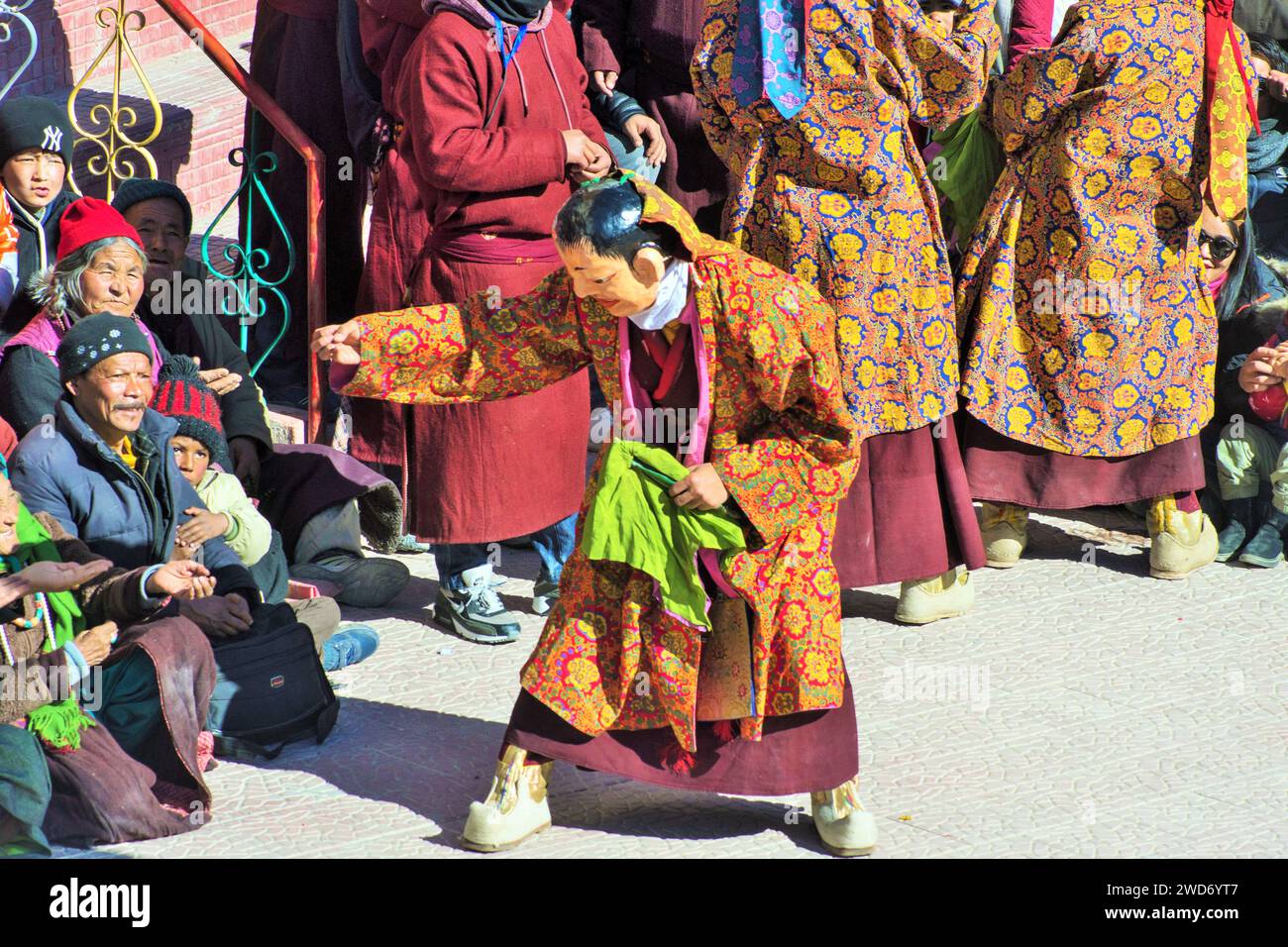 Buddhist Lama Mask Dance, Gustor Festival, Pethup Gompa, Spituk Monastery, Leh, Ladakh, Kashmir, India, Asia Stock Photo