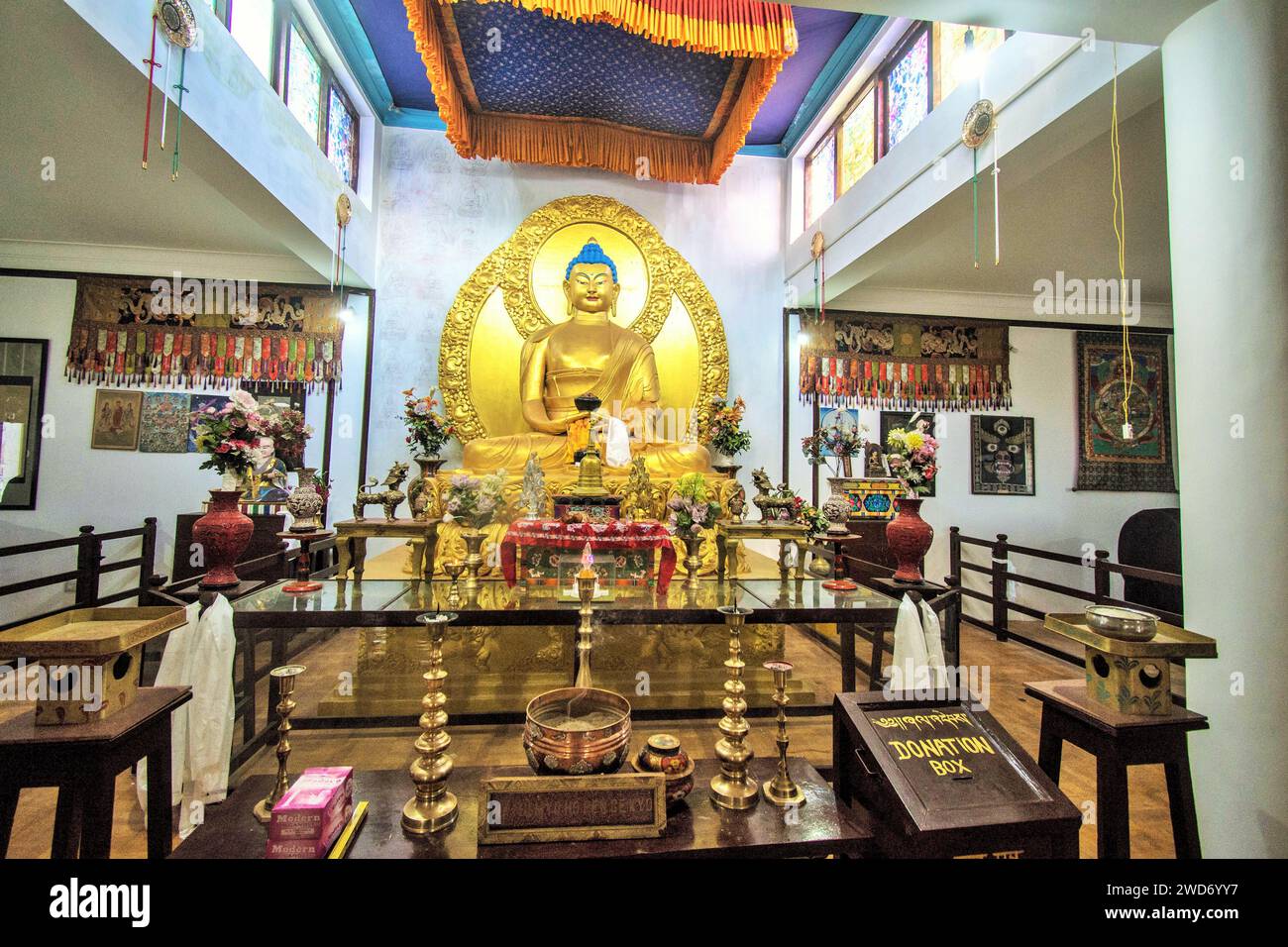 Buddha Golden Idol, Shanti Buddhist Stupa, Leh, Ladakh, Kashmir, India, Asia Stock Photo