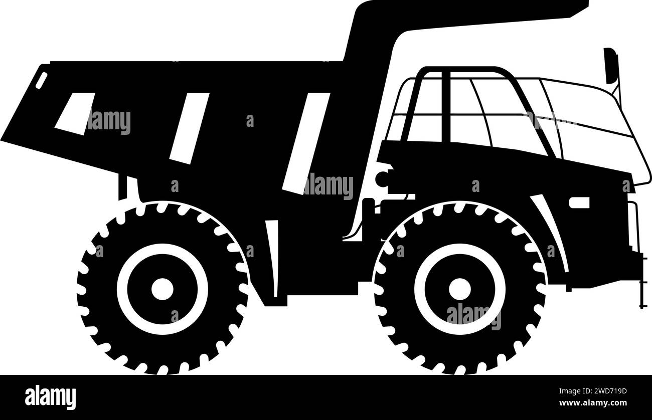 Silhouette of Dump Truck Icon in Flat Style Stock Vector Image & Art ...