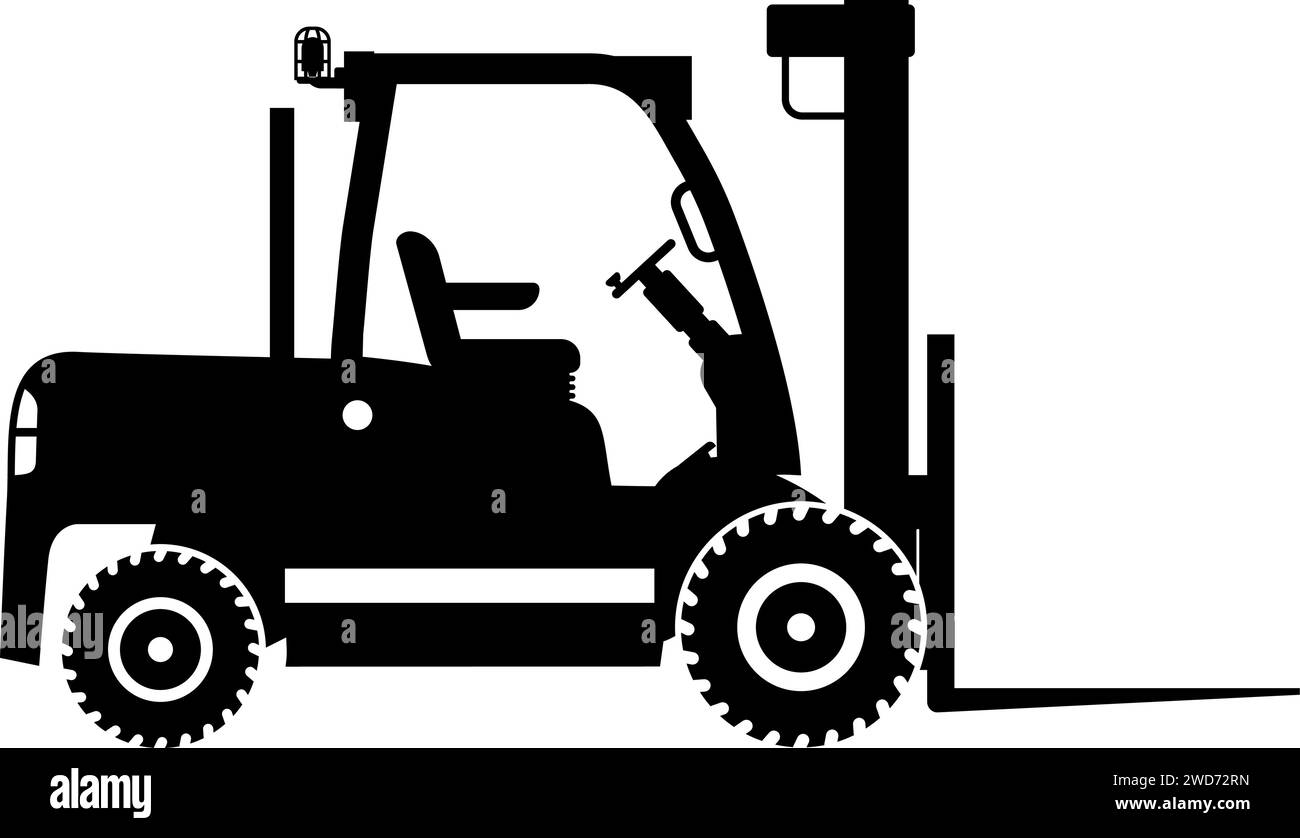 Silhouette of Wheel Forklift Icon in Flat Style Stock Vector Image ...