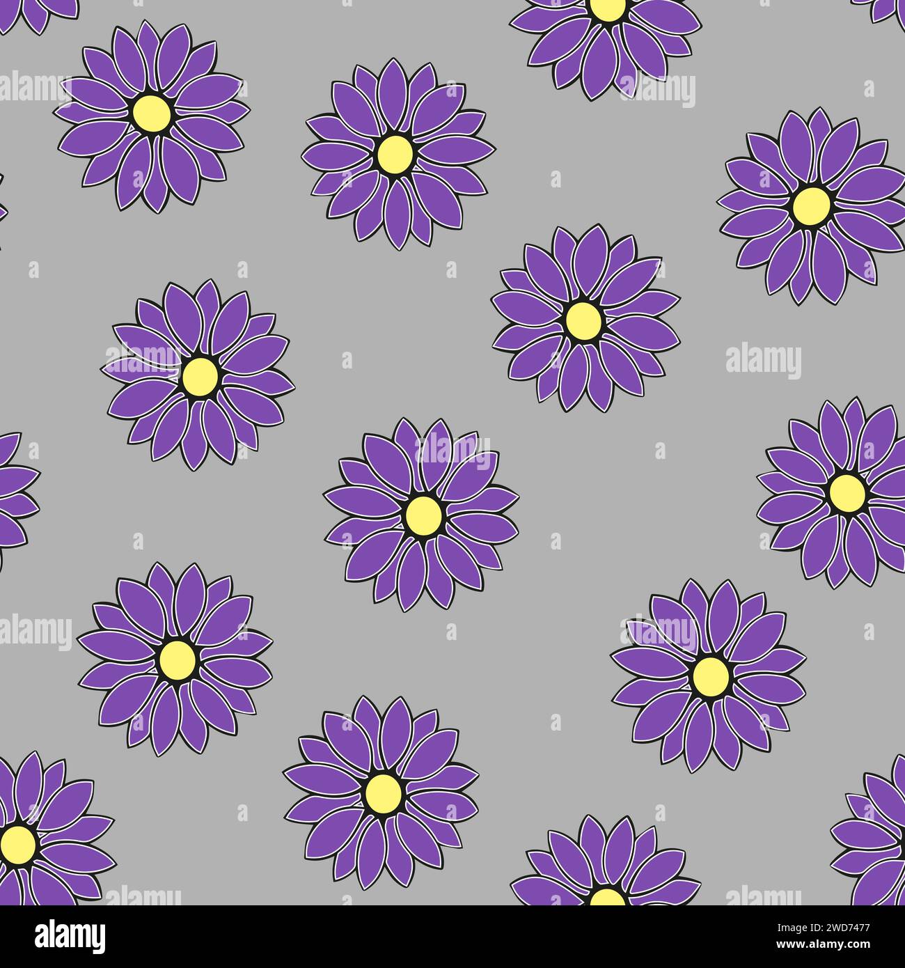 Vector isolated illustration of pattern with purple flowers Stock ...