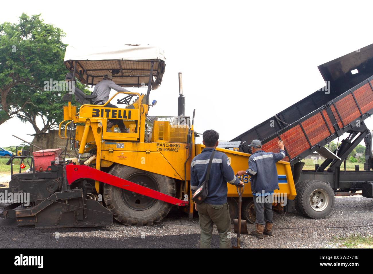 Road construction in Terengganu, Malaysia Stock Photo