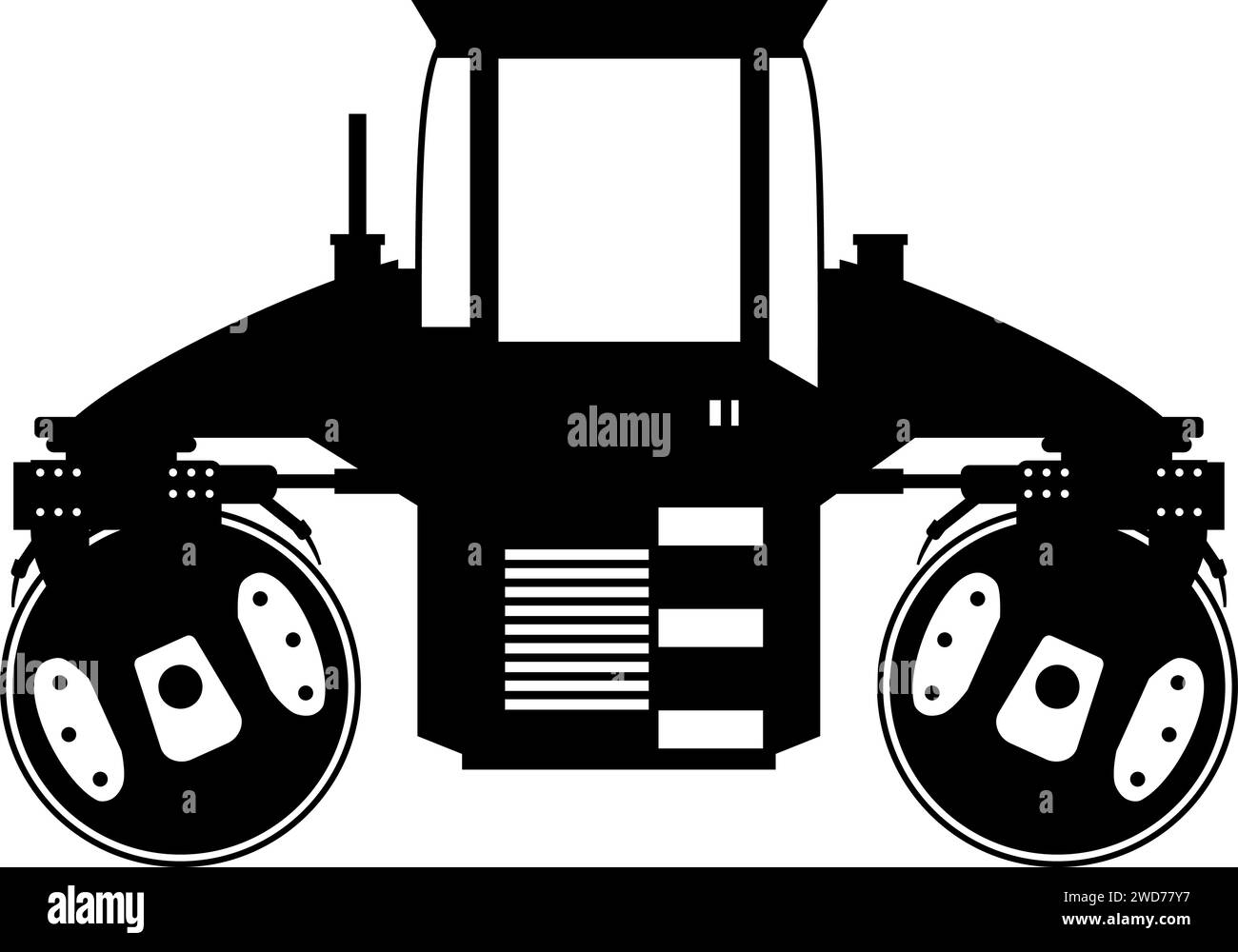 Silhouette of Road Roller Compactor Icon in Flat Style Stock Vector ...