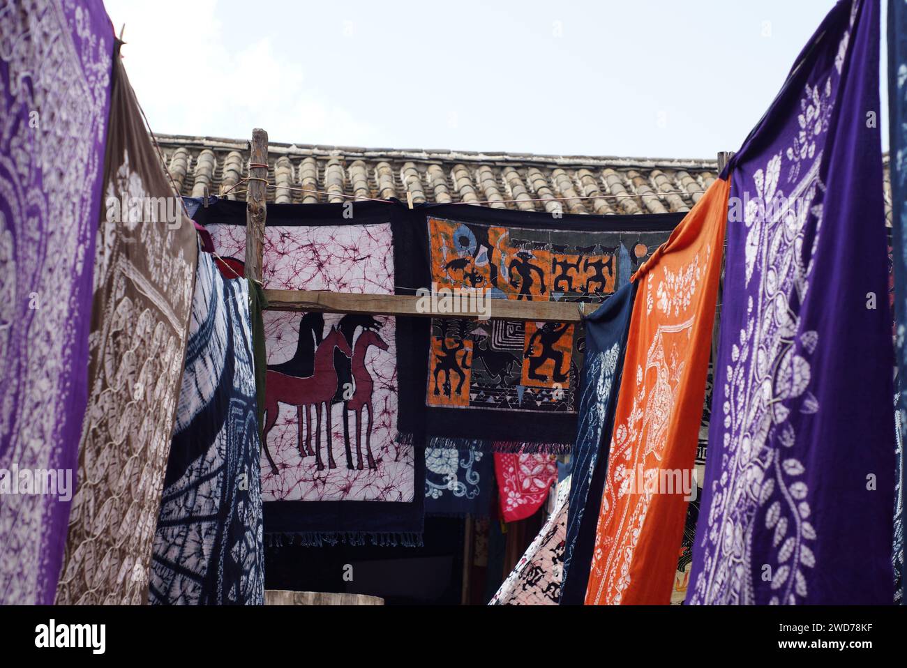 dyeing factory in the Shuhe area. one of traditional culture in yunnan Stock Photo