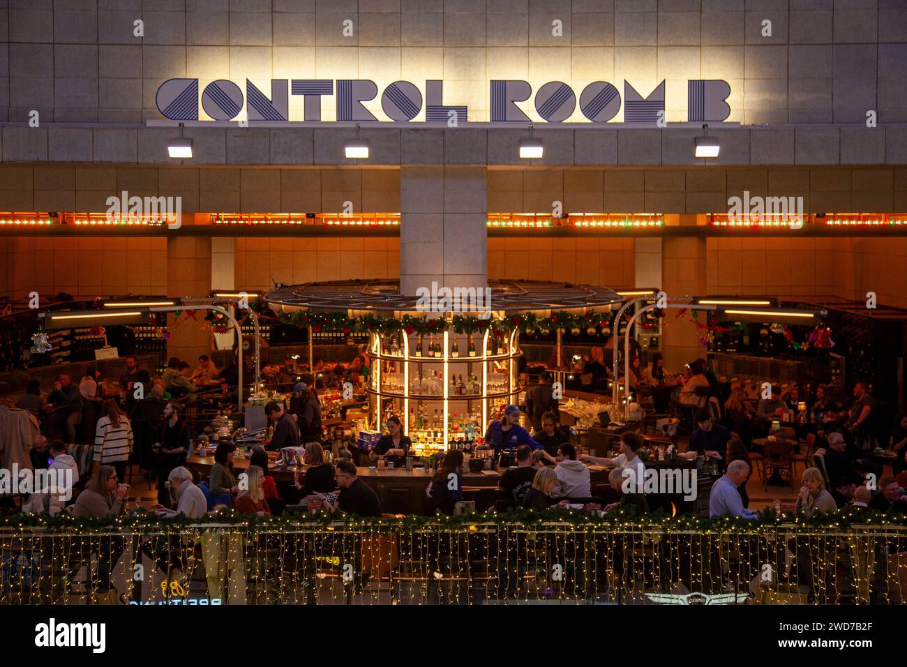 Control Room Restaurant in Batteresa Power Station in London UK Stock Photo