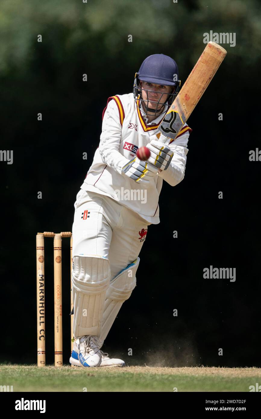 Cricket, batsman in action. Stock Photo