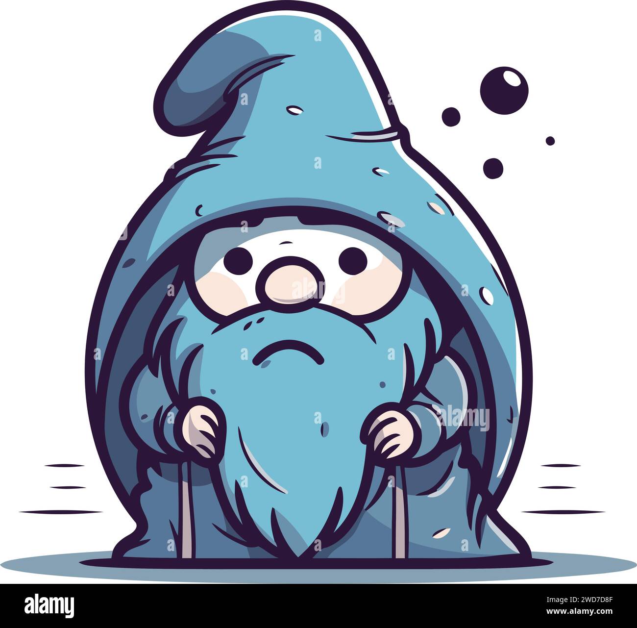 Cartoon illustration of gnome with a sad face. Vector clip art Stock