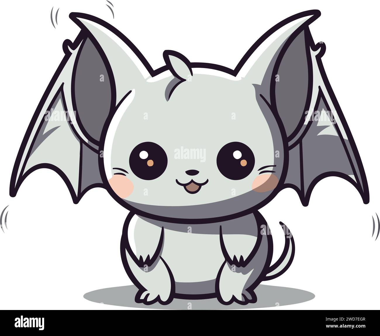 Cute little bat character cartoon vector illustration. Cute little bat
