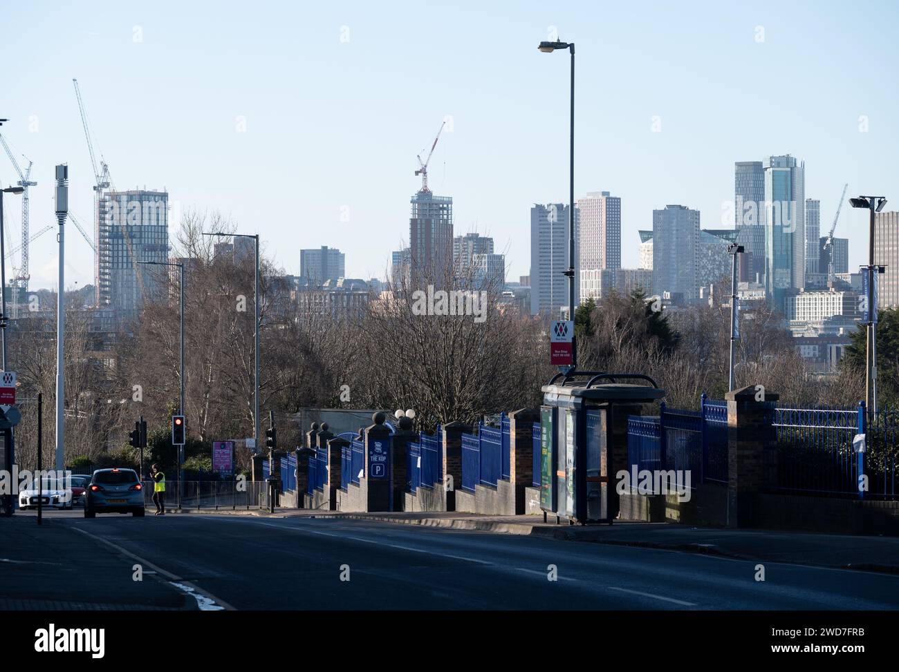 Birmingham city centre view from near St. Andrew`s football ground ...