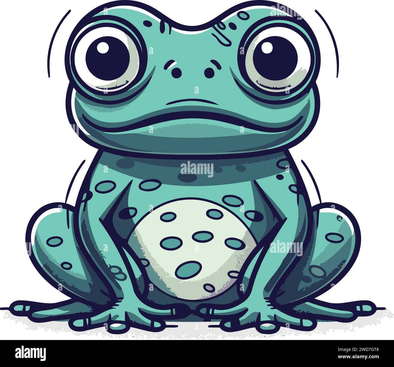 Cute cartoon frog sitting and looking at the camera. Vector ...