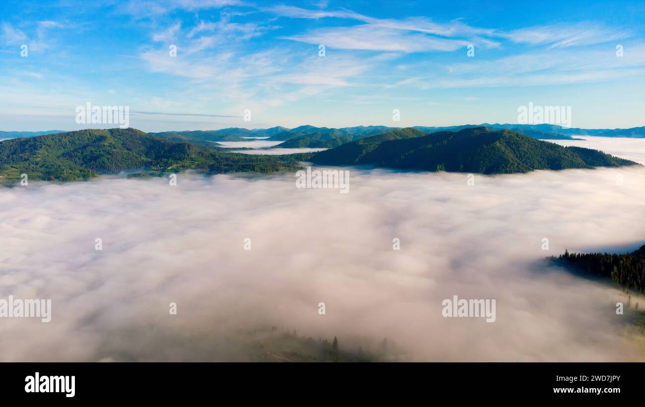 fog and cloud mountain valley landscape. foggy mountains Stock Photo