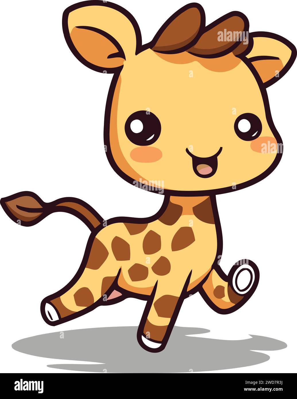 Cute Giraffe Running Cartoon Mascot Character Vector Illustration Stock
