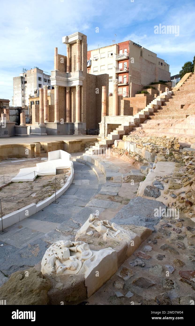 Cartagena, Roman theatre (Scaenae and cavea). Murcia, Spain. Stock Photo
