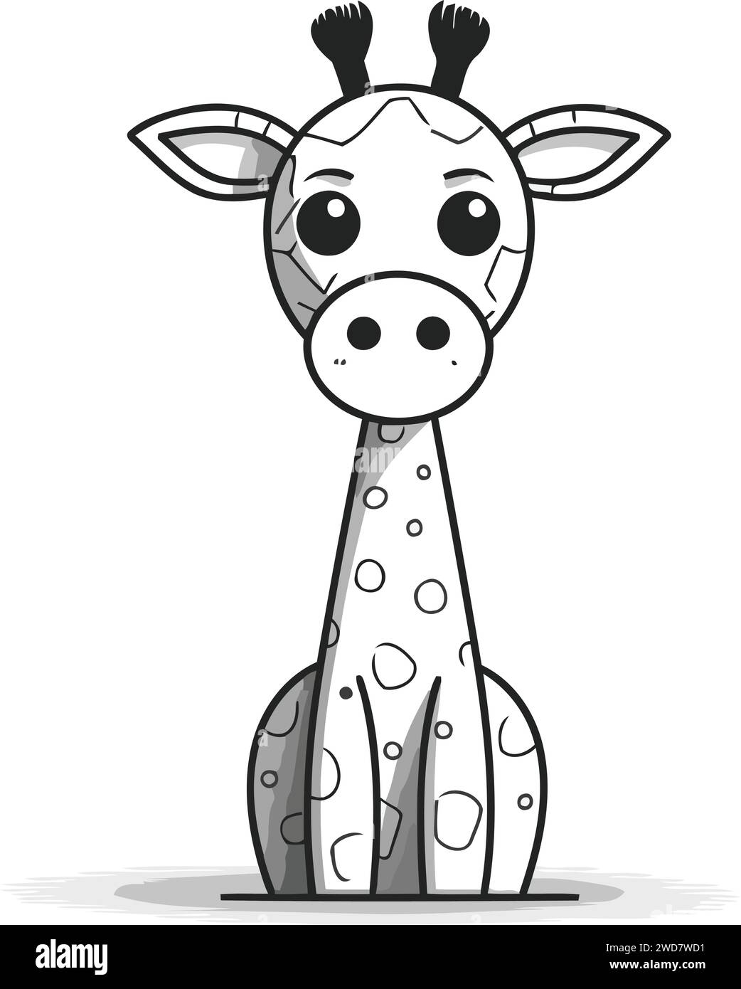 Cartoon giraffe animal outline Black and White Stock Photos & Images