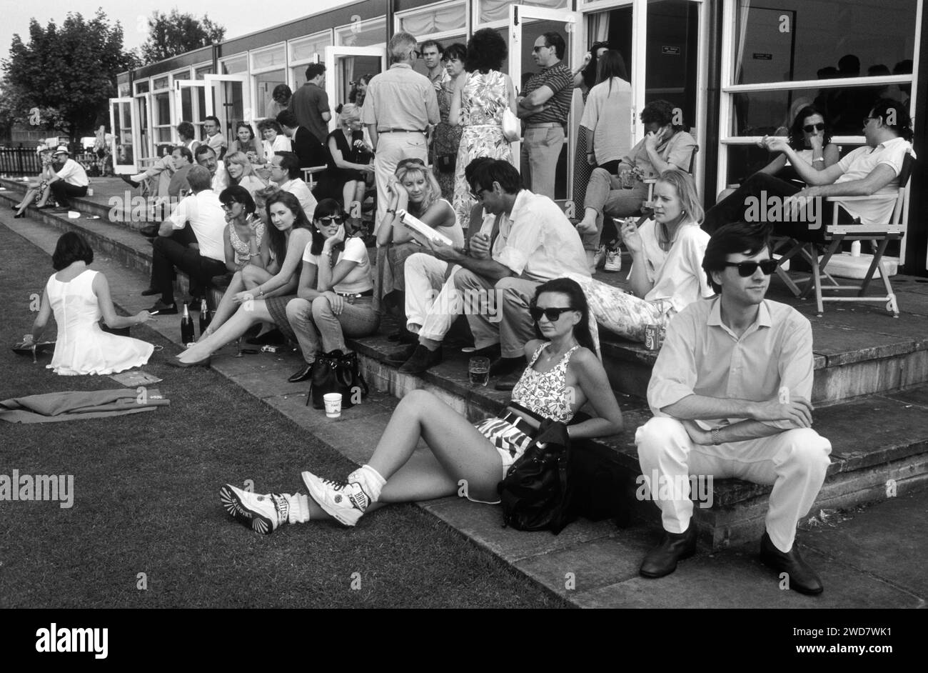1980s UK fashionable wealthy smart people polo club groupies at Guards Polo Club.Windsor Great Park Egham Surrey. England Circa 1985 HOMER SYKES Stock Photo