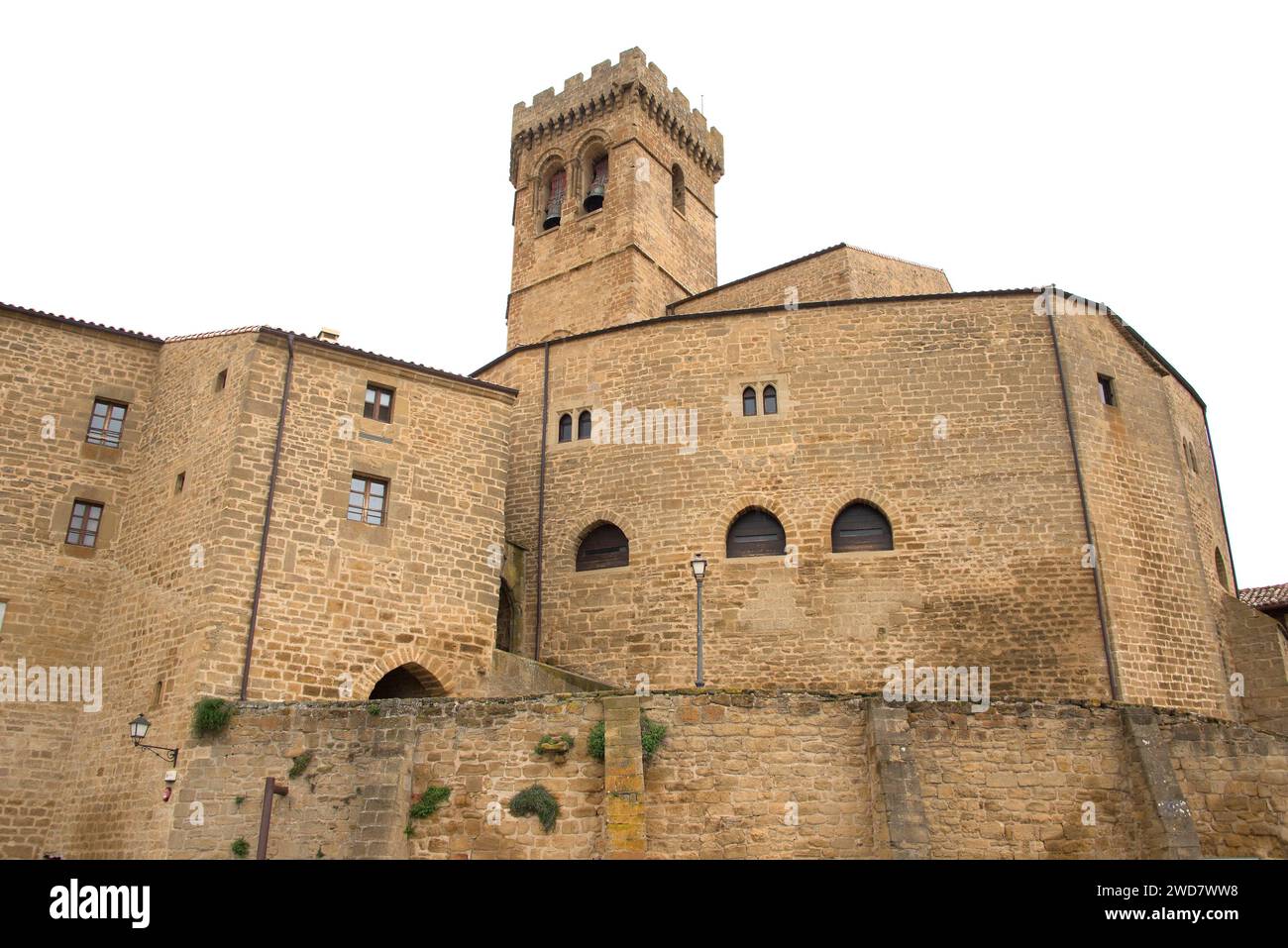 Ujue or Uxue, Santa Maria church (romanesque and gothic 11-14th centuries). Navarra, Spain. Stock Photo