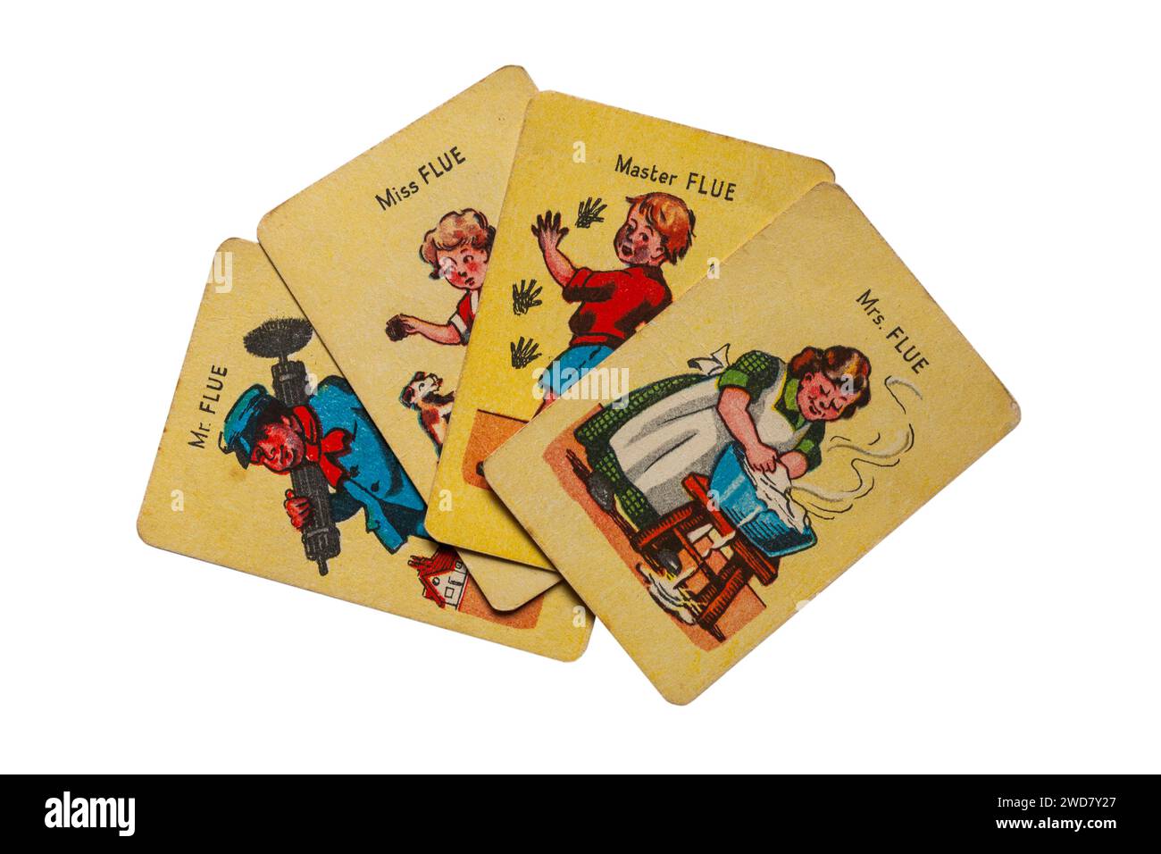 old retro Happy Families playing cards isolated on white background ...