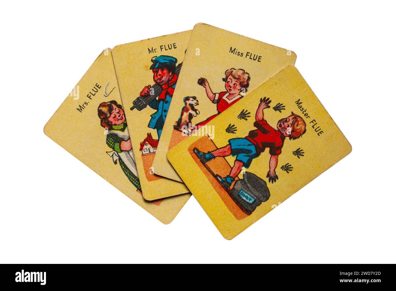 old retro Happy Families playing cards isolated on white background ...