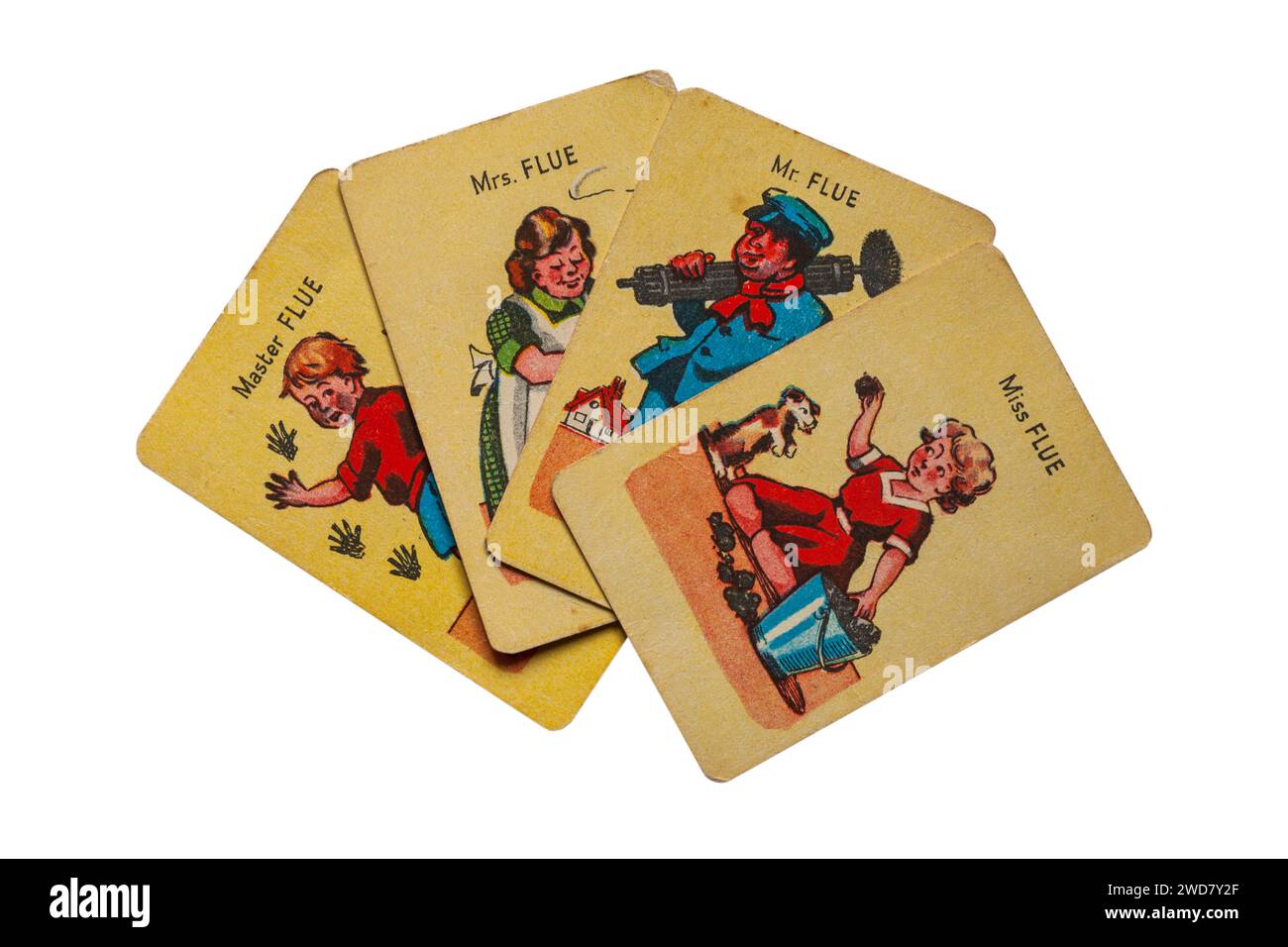 old retro Happy Families playing cards isolated on white background ...