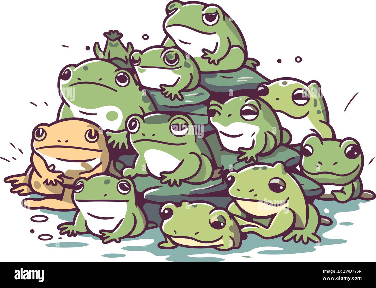 Frogs. Vector illustration of a group of cartoon frogs Stock Vector ...