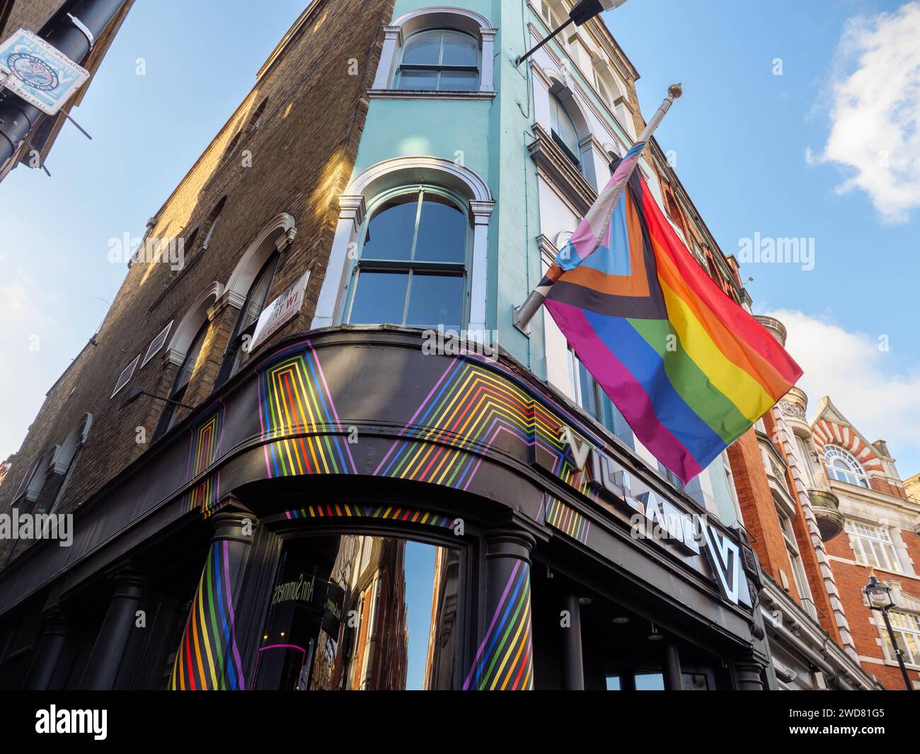 Village Soho, a gay bar in Wardour Street, London, UK Stock Photo
