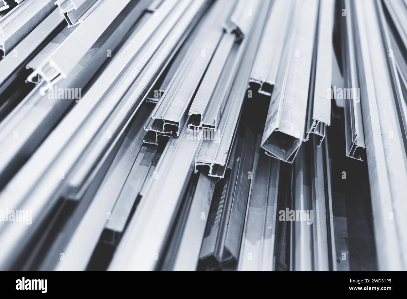 Aluminium profile in factory industry machine automation rail Stock Photo