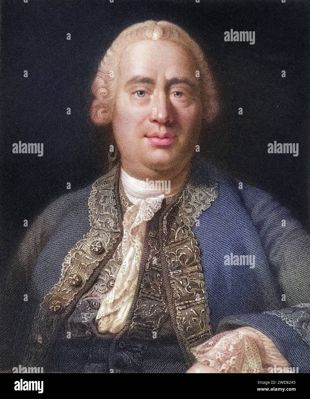 David Hume 1711-1776. Schottischer Historiker und Philosoph. Aus dem Buch Gallery of Portraits,1833., Historisch, digital restaurierte Reproduktion von einer Vorlage aus dem 19. Jahrhundert, Record date not stated Stock Photo