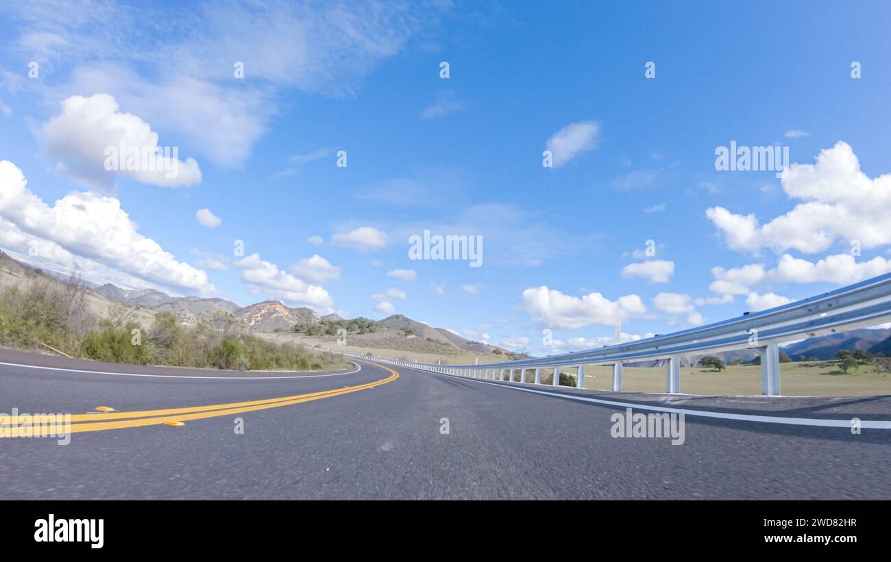 Driving Under Sunny Skies on Cuyama Highway Scenery Stock Photo - Alamy