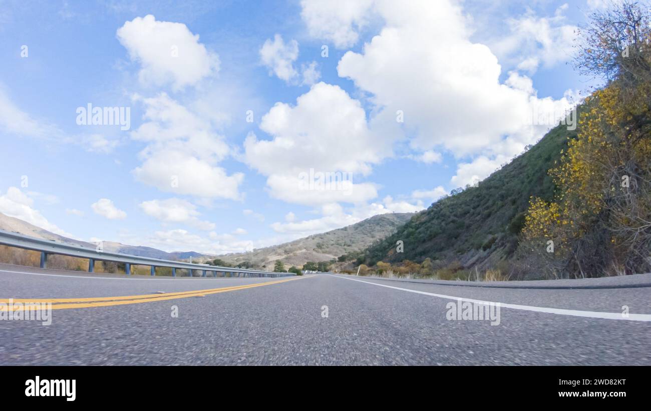 Driving Under Sunny Skies on Cuyama Highway Scenery Stock Photo - Alamy