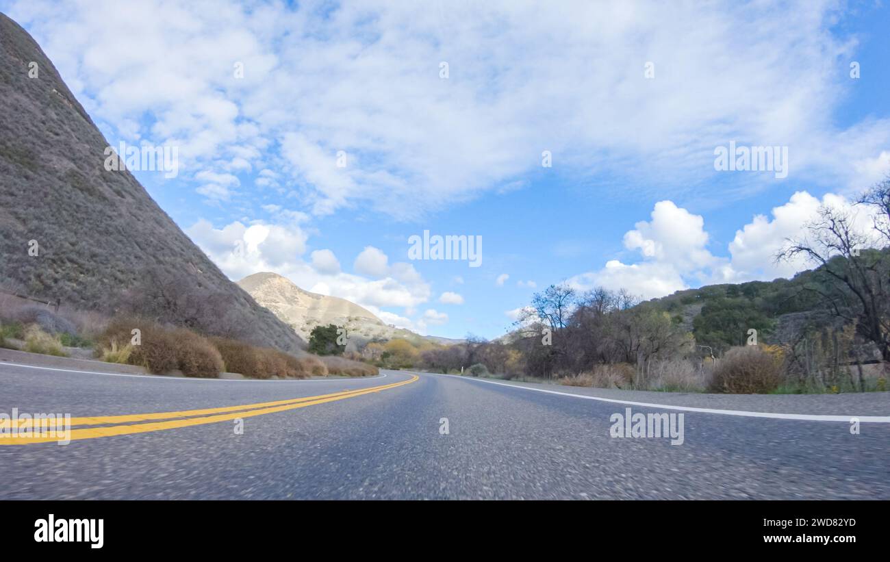 Driving Under Sunny Skies on Cuyama Highway Scenery Stock Photo - Alamy