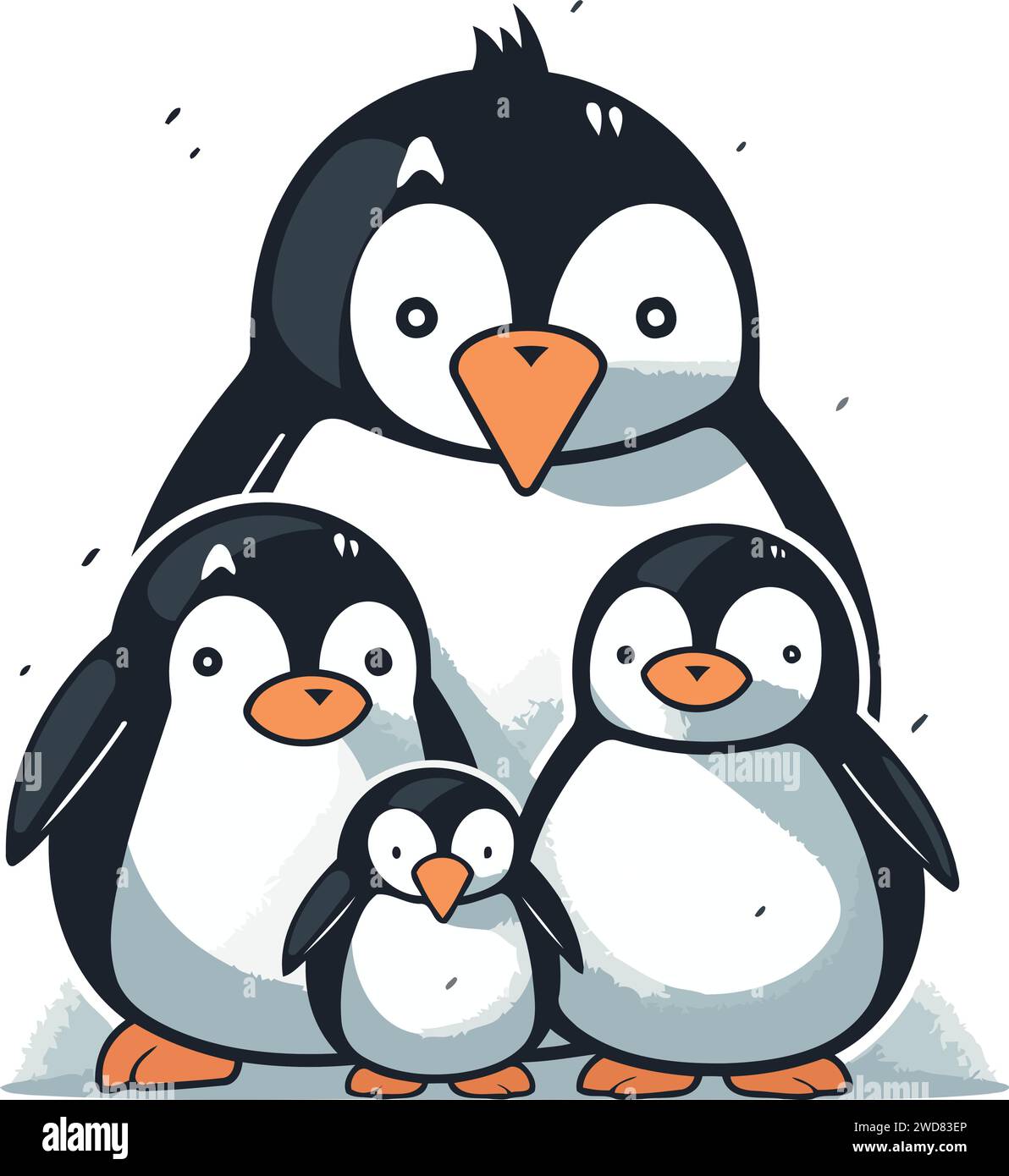 Penguin family. Vector illustration of cute cartoon penguin Stock