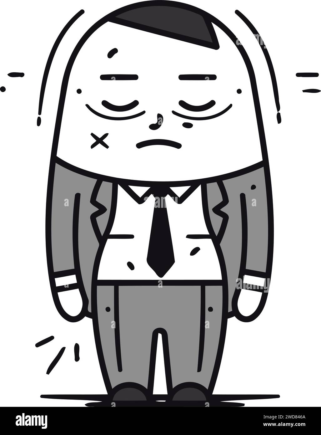 illustration of cartoon businessman feeling sad and depressed in line ...