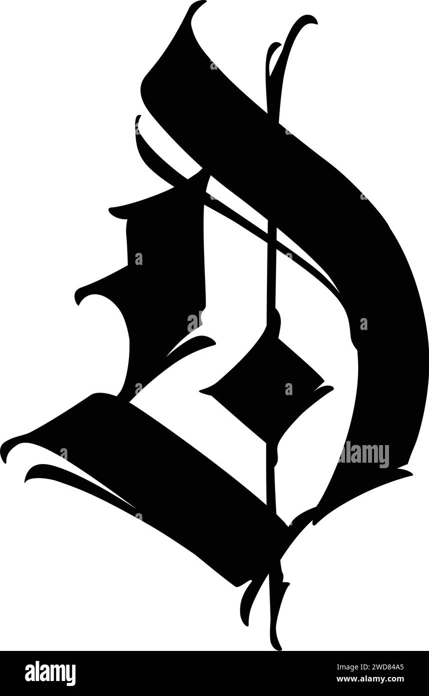 Letter D, in the Gothic style. Vector. Alphabet. Calligraphy and ...
